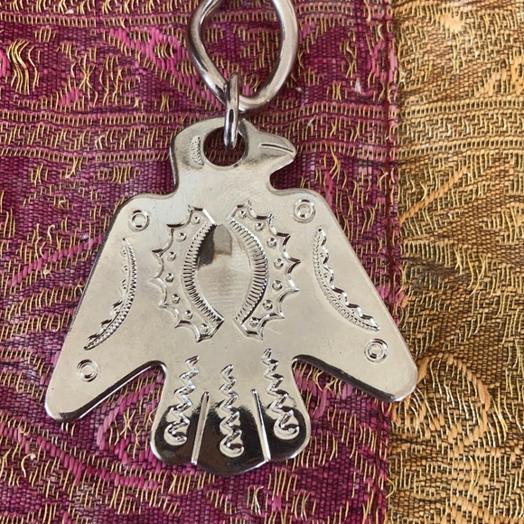 Vintage Costume Silver Tone Native American Turquoise Thunderbird Neckla… - Picture 3 of 9